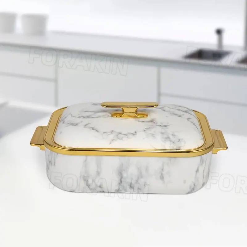 1 piece, 4L Luxury Food Warmer Set Square Hot Pot Rectangle