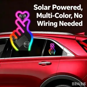 Heart Car LED Light - Solar Powered Neon Finger Heart Aesthetic Car Accessories - Cute Car Decor for Windows & Interior