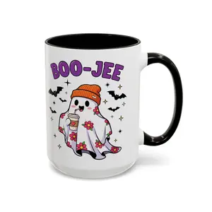 Boo-Jee Ghost Coffee Mug – Black Accent | Halloween Groovy Vibes