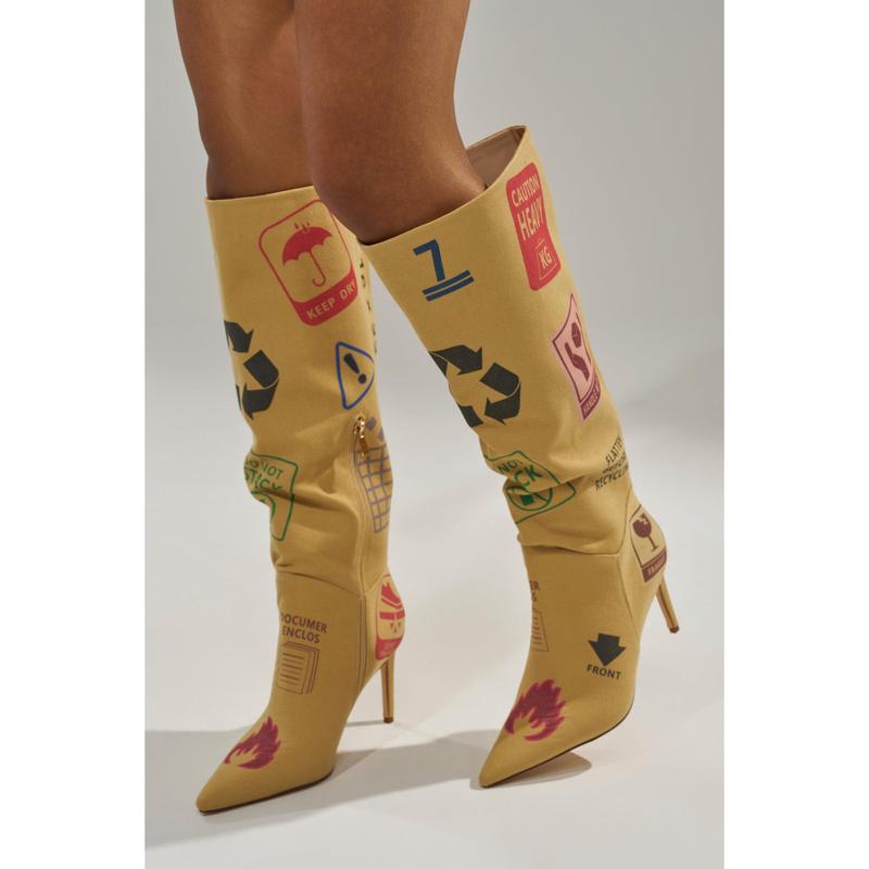 AKIRA GOLD WHOLE PACKAGE TAN STILETTO BOOT