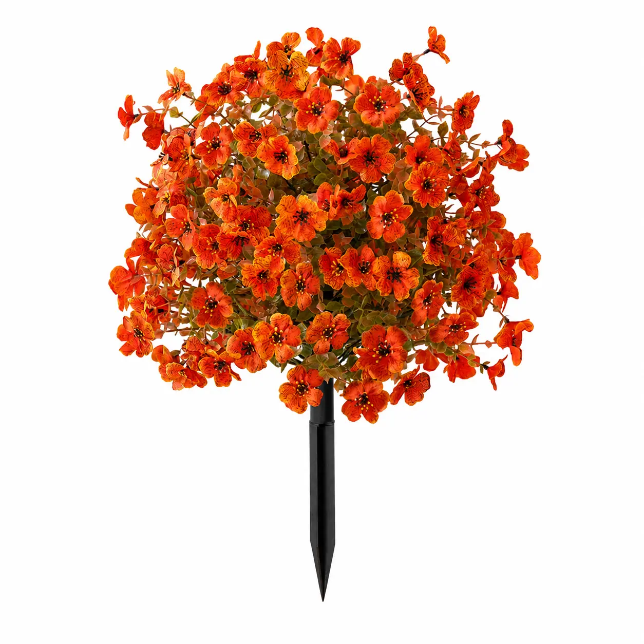 Artificial Flower Topiary Fall Ball Tree with Ground Spike, 1/2 Pack Faux Autumn Flower Shrub, UV Resistant Outdoor Orange Flowers for Porch Patio Garden Yard Decor, Halloween Thanksgiving Decorations summerwins