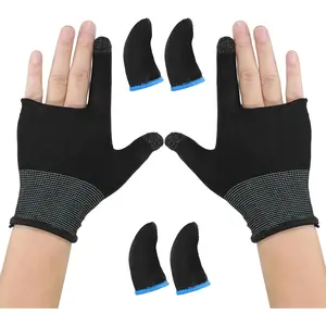 2 Pairs Mobile Gaming Gloves, Ultra-Thin Mobile Gaming Gloves Touchscreen  Finger Sleeves  Glove for Sweaty Hands Anti- Finger Sleeve Breathable for Phone Tablet Players Streamer