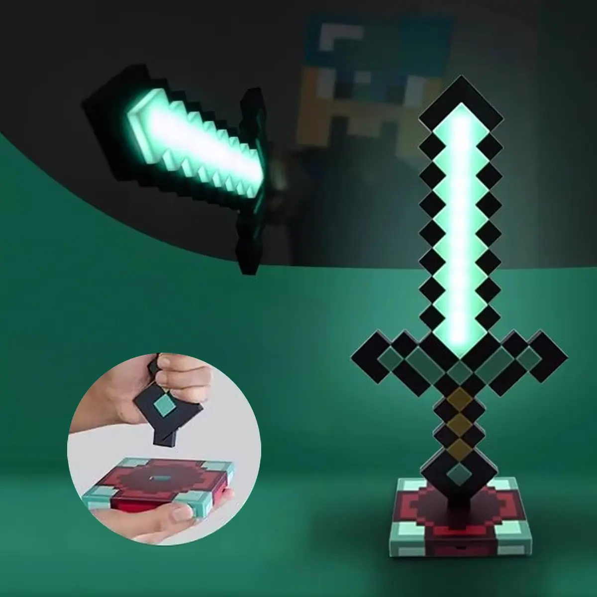 Diamond Sword Night Light Ornament, Color Changing Sword Game Accessory, Gift Toy Model, Table Lamp Decoration, Christmas Gift
