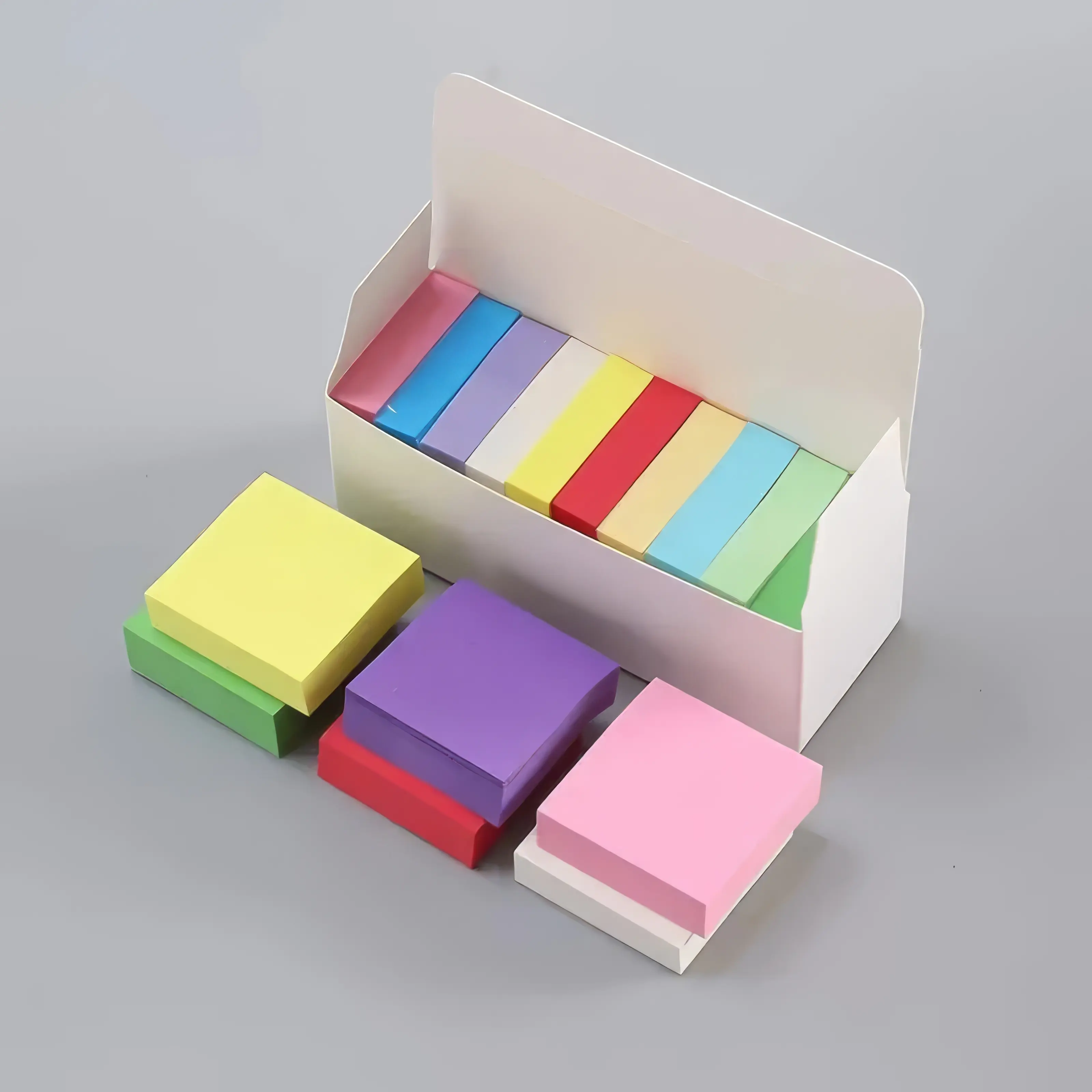 Sticky Notes Box Set - 11 Assorted Bright Color Pads, Self-Stick Adhesive, Repositionable, No Residue/Damage, Ideal for Color-Code Notes, Office Reminders, Daily Organization (Box of 11 Pads)