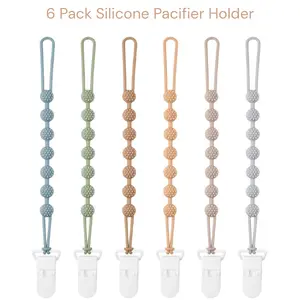 Baby Pacifier Clip Set, 6 Pack Silicone Pacifier Holder for Boys Girls BPA Free Binky Clips Birthday Gift Father Day Gift