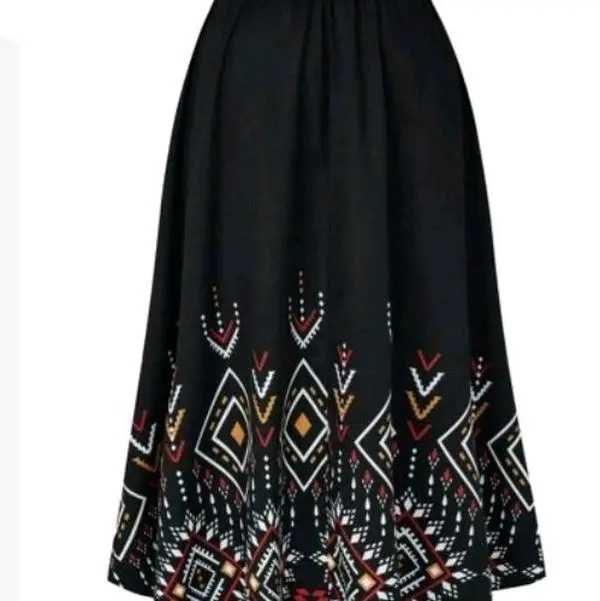 Black Skirt Modest with Tribal Pattern Design