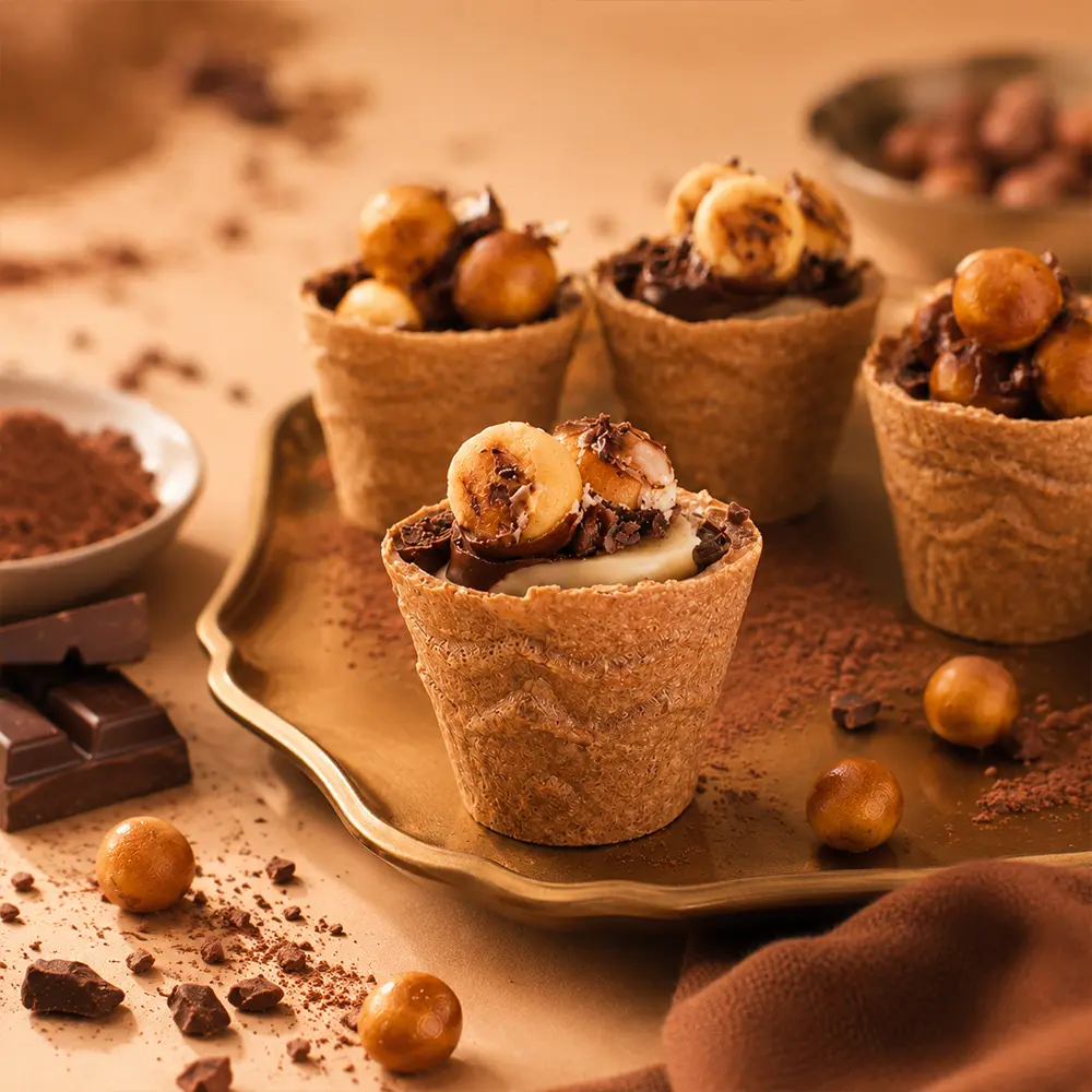 Crispy Chocolate Wafer Cups, Crunchy Filled Chocolate Candy Cups with Creamy Chocolate Filling, Bite Size Sweet Snacks for Kids & Adults, Party Favors, Candy Bowl, Movie Night & Holiday Treats
