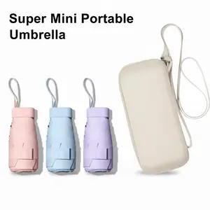 Mini Travel Sun Umbrella for Purse With Case,Small Compact UV Umbrella Protection Sun,Lightweight Portable Parasol Windproof for Women Men Kids
