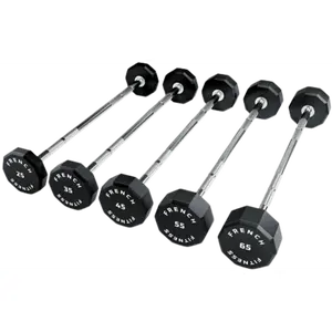 French Fitness Straight Urethane Barbell Bar - Set of 5 (25-65 lbs) (New)