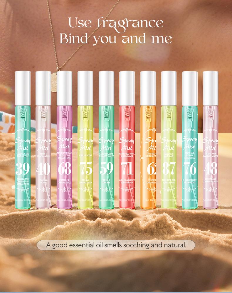 Limited Edition Summer Brazilian Perfume Spray Set, Elegant Perfume Mist, Floral & Fruity Scents, Fragrance Sprays, 10 Bottles, Natural Fresh Scent, Ideal for Travel, Home, Office Use, Multi-Vial Fragrance Sets, Set Fragrance Sets
