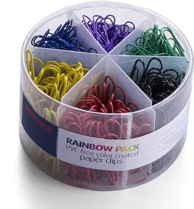 PVC Free Color Coated Paper Clips, 450 Per Tub Office Paper Clamp (97229)