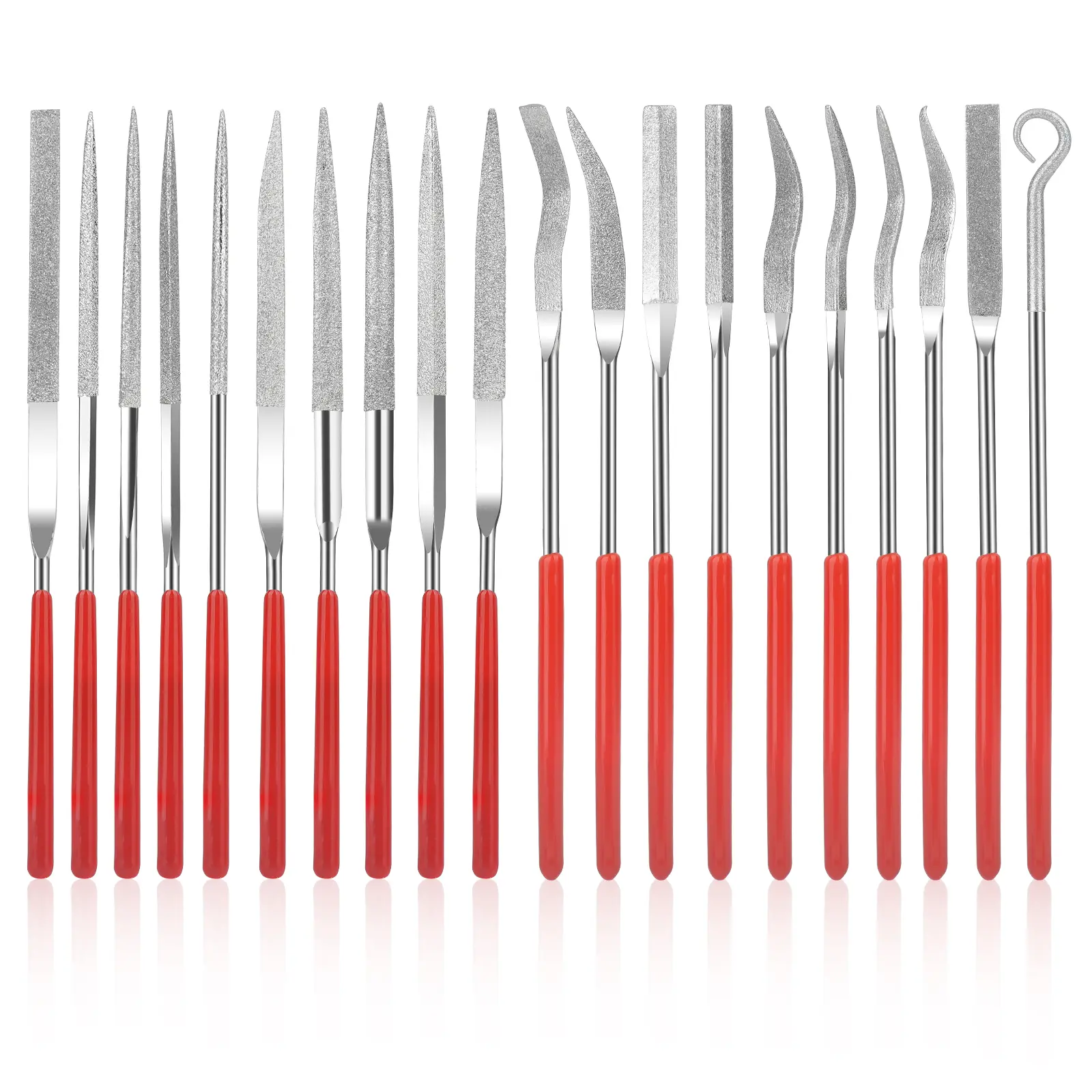 20Pcs Diamond Needle File Set - 140mm/5.5 Inch Small File Kit,Plastic  Wood Jewelry Polishing Carving Tool,Diy Craft Tools,Polishing for Precision Metal Woodworking