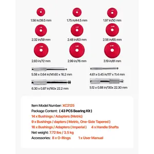 VEVOR Bearing Press Kit, 43 Pcs, Bearing Race and Seal Driver Set with 39 Bushings Handle Shafts, Bushing Driver Tool Set, Heavy Duty Aluminum Alloy Removal Installation Tool Kit with Storage Case