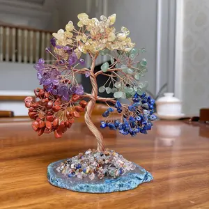 Seven Chakras Gem Tree Crystal Tree of life fengshui stone tree bonsai money tree 7 chakras tree for good luck, wealth and prosperity stone spirit gift home decoration, Fortune Tree