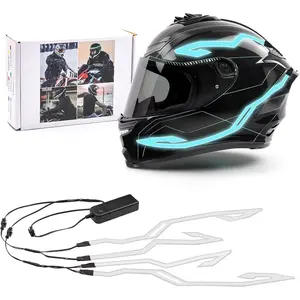 Light Bar, Cold Light Motorcycle Helmet 4in1 Waterproof LED Sticker Kit Light Strip for Motorcycle Helmet DIY Night Signal Light()