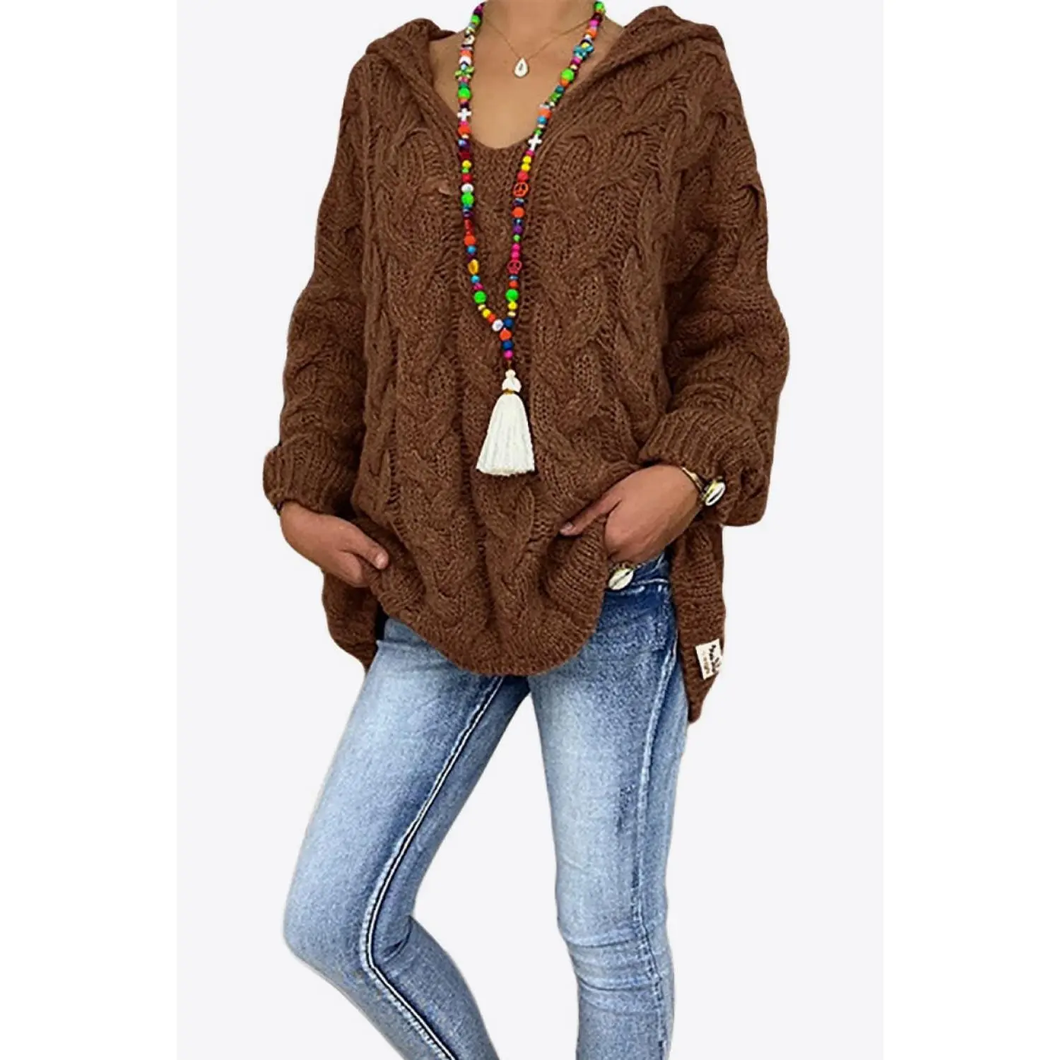 Cable-Knit Hooded Sweater