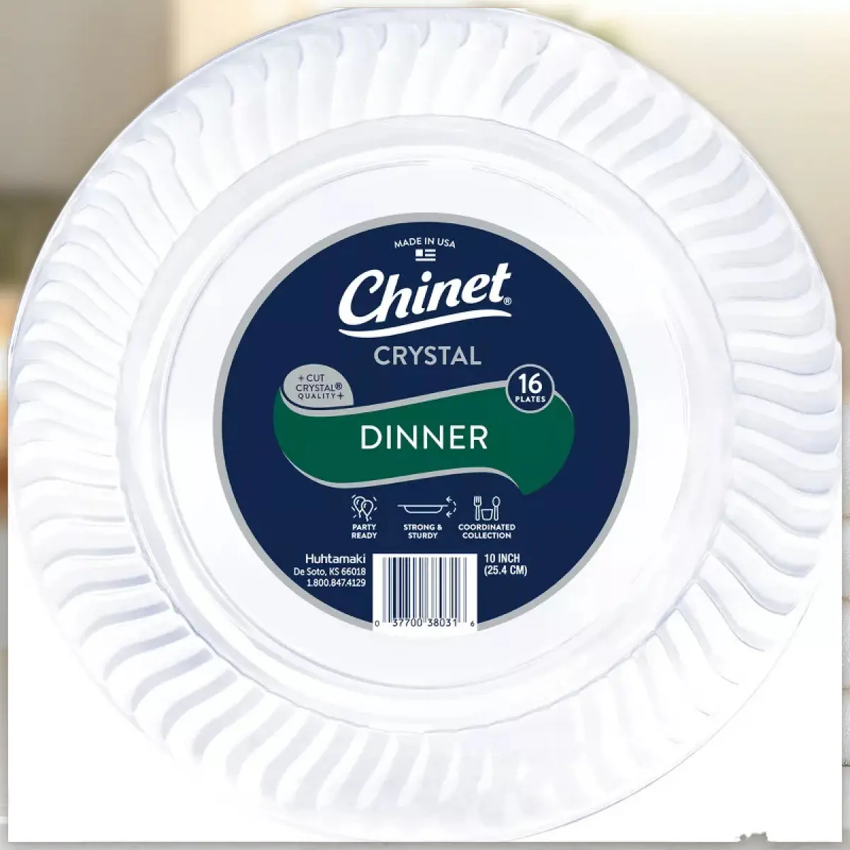 Chinet Crystal Dinner Plate 10.75" 16ct - 10.75" Clear Plates, 16ct, for Parties Events, Disposable, Elegant Design