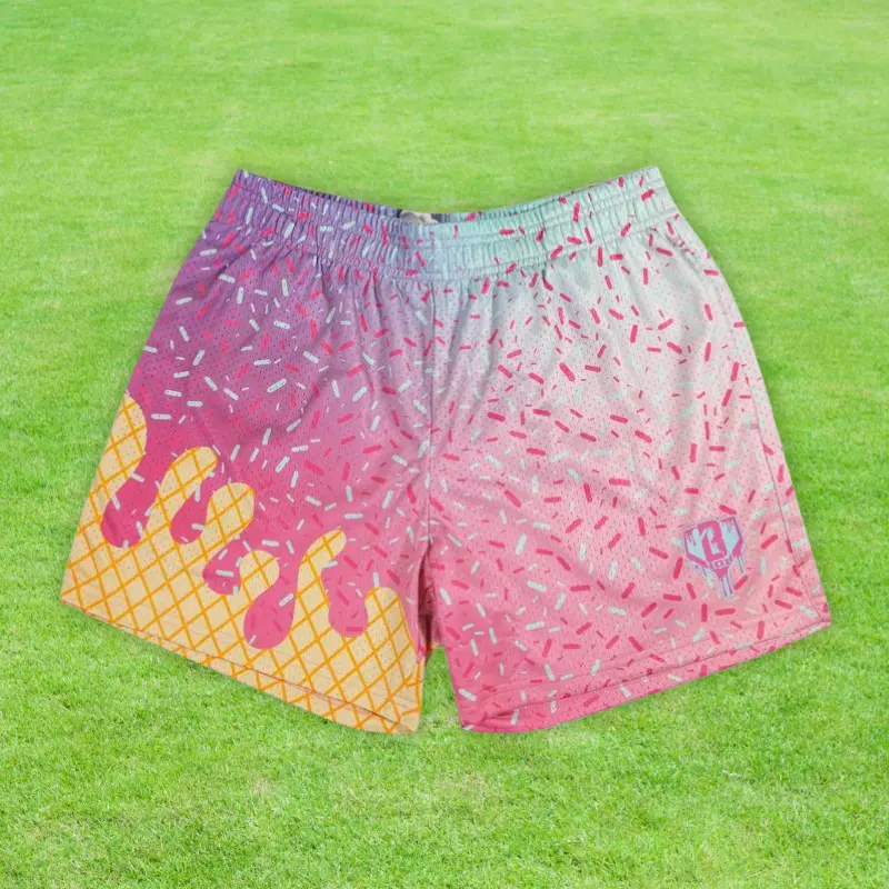 Youth & Adult Baseball Lifestyle Ice Cream Mesh Shorts, Pink Sprinkle Graphic Mesh Athletic Bottoms, New 2026 Youth & Adult Collection