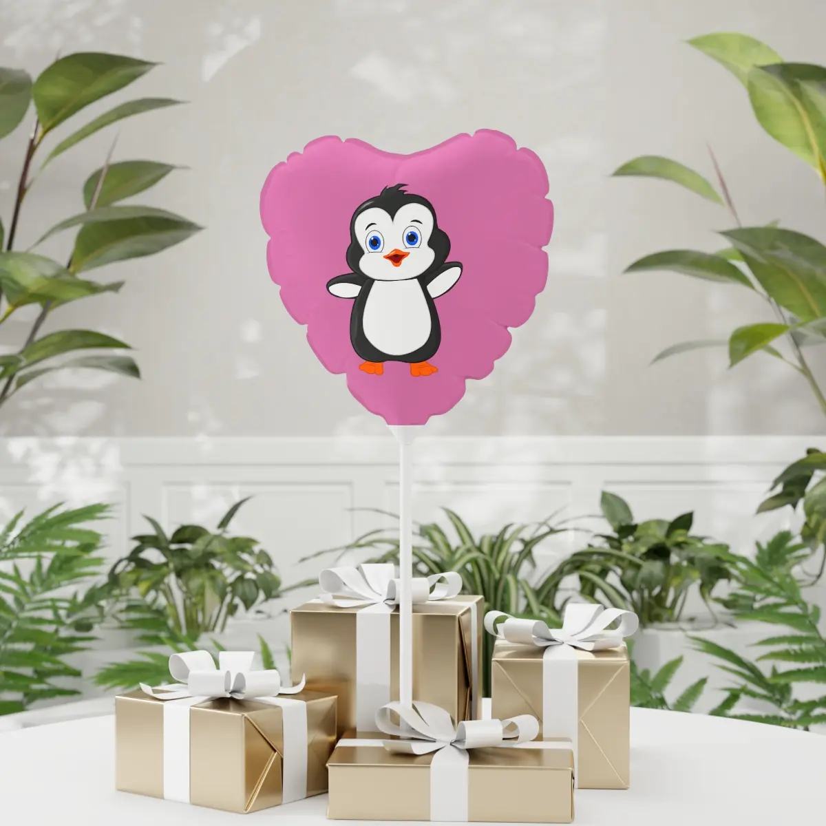 Balloon 11" Pink (Round & Heart-Shaped), Bebo The Penguin