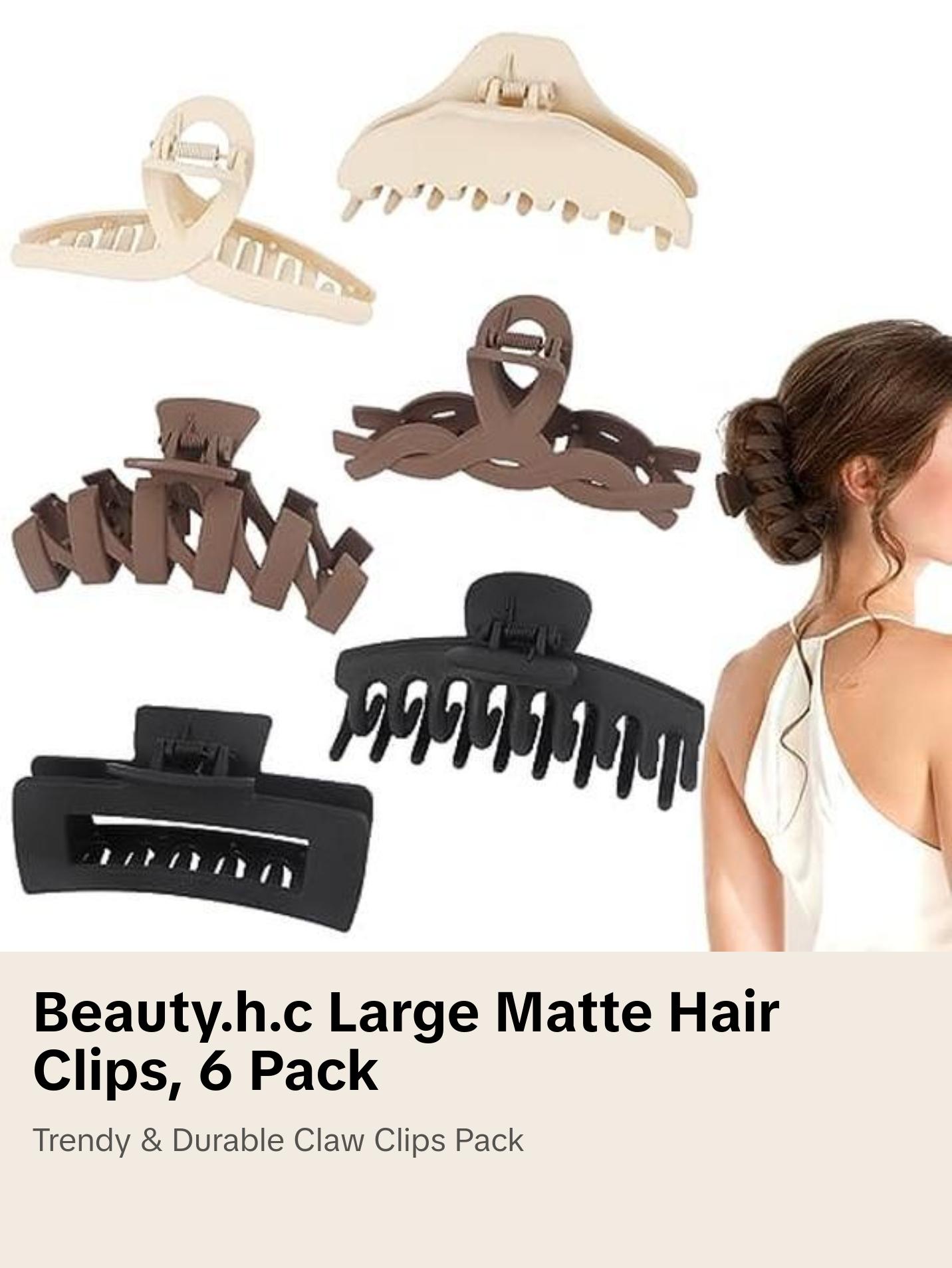 Beauty.H.C Large Hair Claw Clips for Women, Big Matte Claw 