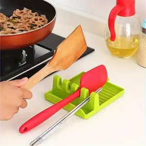 Heat-Resistant Silicone Utensil Rest for Stove Top ｜ Non-Slip Spoon Holder and Spatula Rest Tray ｜ Kitchen Counter Organizer for Cooking Tools