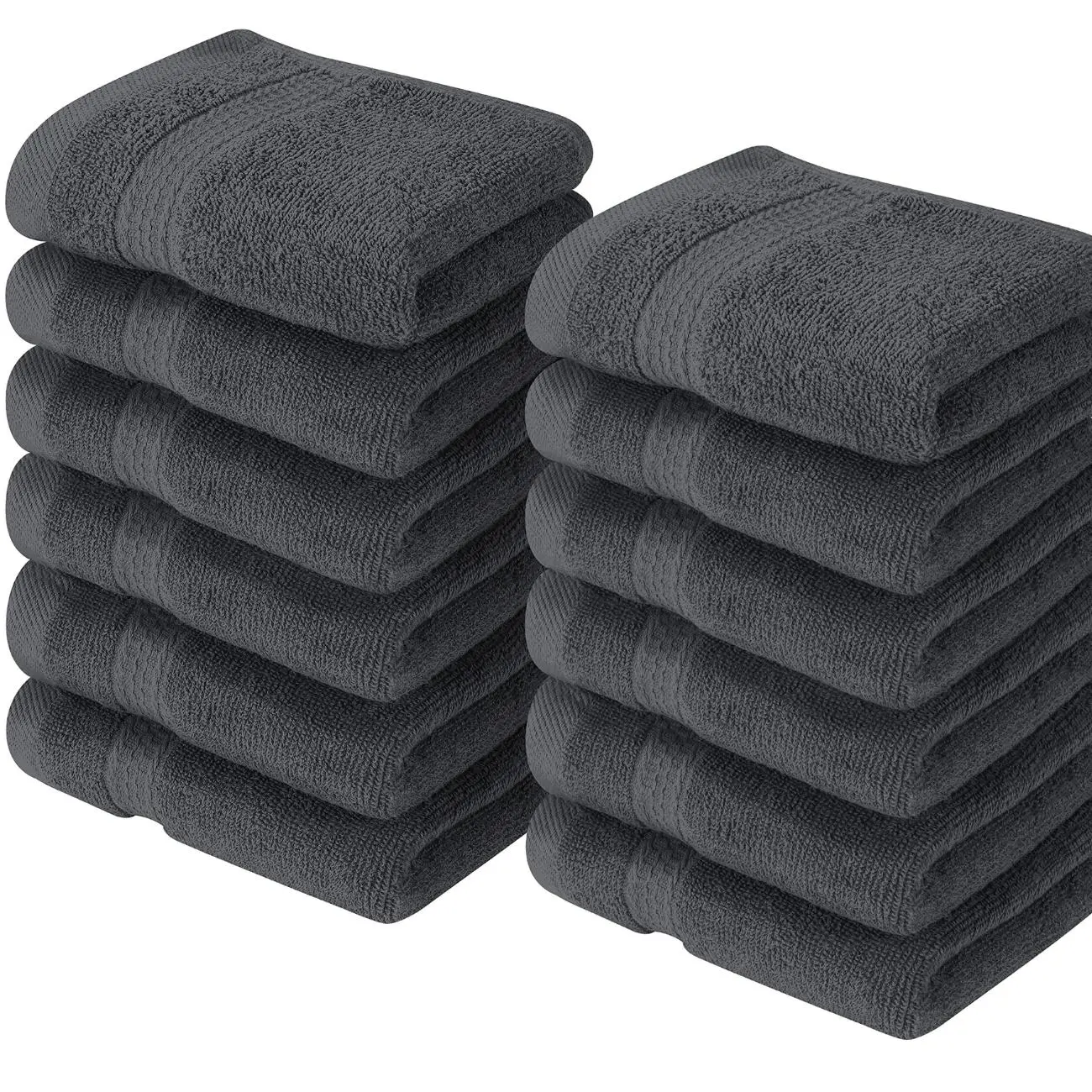 12 Pack Premium 100% Cotton Ring Spun Wash Cloths Set (12x12 in) - Highly Absorbs, Superabsorbent, Bulk Absorbent Washcloths for Bathroom, Body Care Tool, Bathroom Accessories