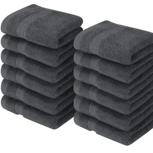 12 Pack Premium 100% Cotton Ring Spun Wash Cloths Set (12x12 in) - Highly Absorbs, Superabsorbent, Bulk Absorbent Washcloths for Bathroom, Body Care Tool, Bathroom Accessories