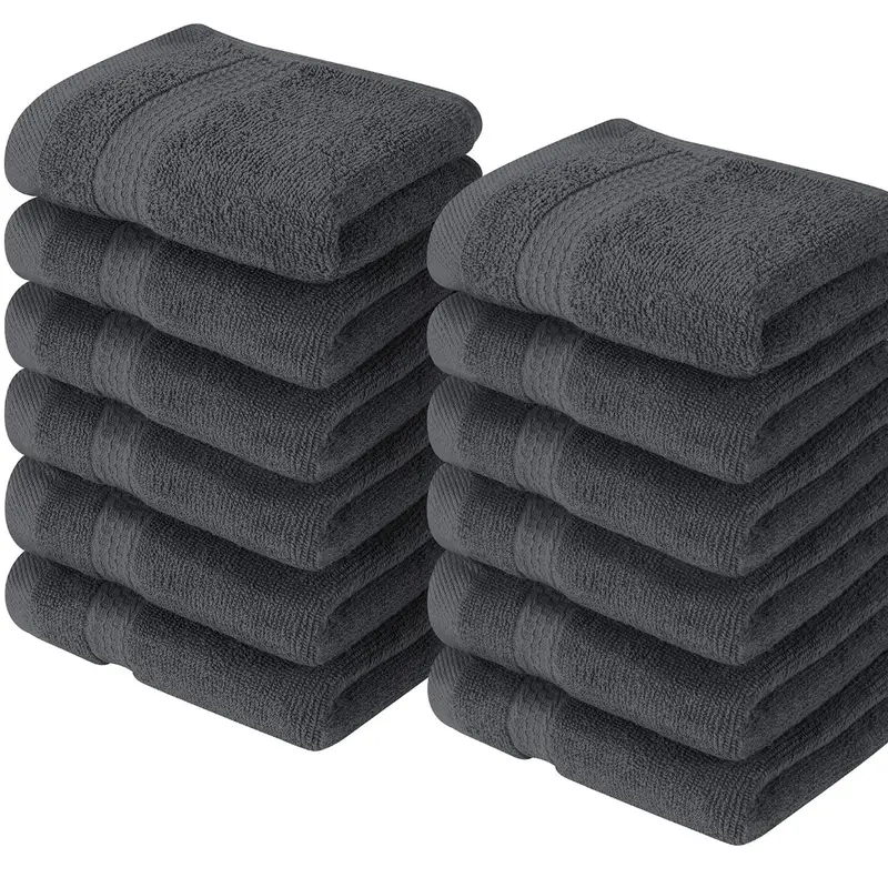 12 Pack Premium 100% Cotton Ring Spun Wash Cloths Set (12x12 in) - Highly Absorbs, Superabsorbent, Bulk Absorbent Washcloths for Bathroom, Body Care Tool, Bathroom Accessories