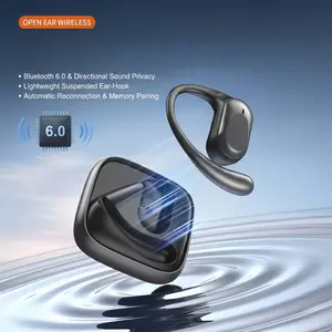 Fluffdrip YXG-15 Open Ear Wireless Earbuds, Bluetooth 6.0 Air Conduction Headphones, Magnetic Charging Case, Sport Earhooks for iOS/Android