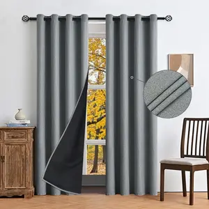 1pc Budget-Friendly 100% Blackout Linen Blend Curtains with Coating, Grommet Top, Black Backing,Heavy Duty Light Blocking, Noise Reducing, Ideal for Bedroom, Living Room & Home Theater, Year-Round Essential, Privacy Grommet Curtains