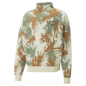 PUMA Mens X Childhood Dreams Graphic Mock Neck Long Sleeve Quarter Zip Casual Tops Casual Pullover - Beige, Brown, Green