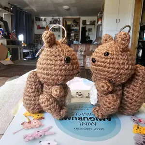 Handcrafted Crocheted Squirrels Keychain - Personalized Accessory for Animal Lovers