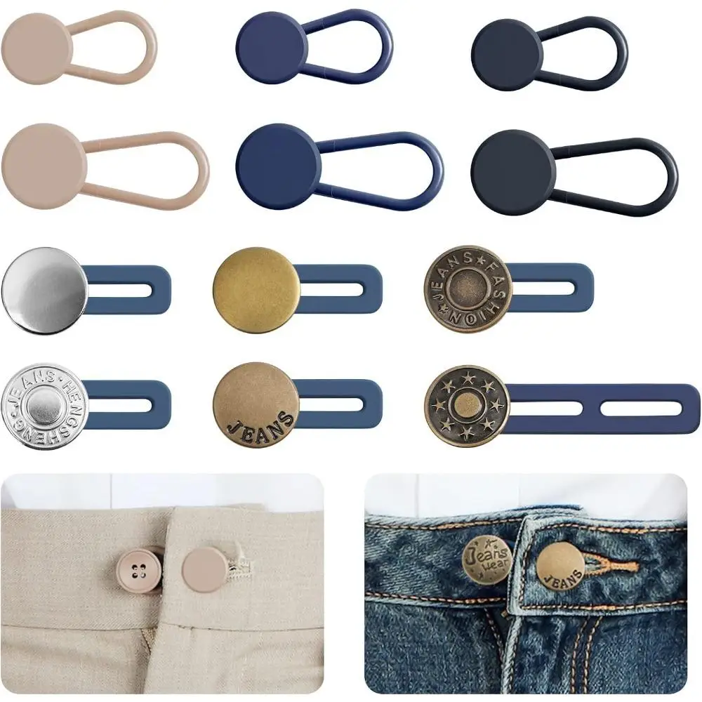 No-sew Instant Waistband Extender, 12pcs/set Adjustable Button Expander, Button Extender for Pants Buttons, Sewing Accessories
