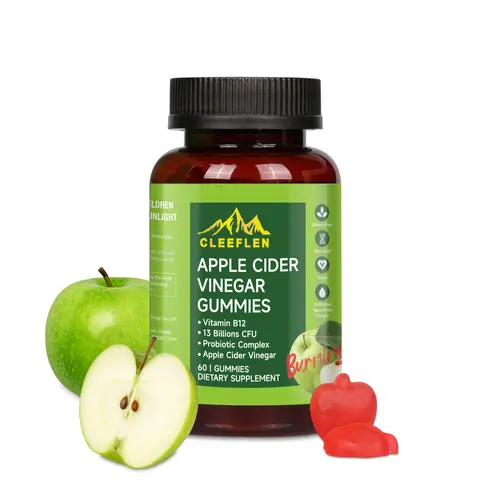 CLEEFLEN Apple Cider Vinegar Gummies - Gut Health Dietary Supplement with Vitamin B12, Gut-Boost Probiotics, Detox ACV Support, Gluten-Free Vegan Gummies Digestive Nutritional Supplements [60 Count]