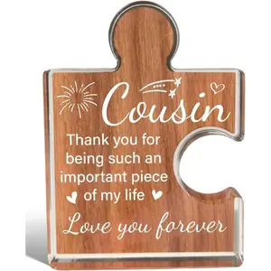 Cousin Gifts for Women Men, Birthday Christmas Wedding Gifts, Acrylic Puzzle Piece Desk Decor, Acrylic Plaque Decor, Unique Cousin Present Ideas