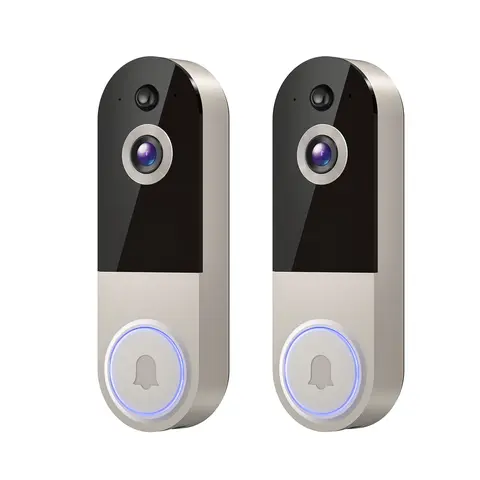2PC Wireless Ring Doorbell Camera - Smart 2.4G Wi-Fi Home Security System, 1080P HD Security Cameras, 2-Way Audio, AI Human Motion Sensor, 6 IR Night Vision, App Control, Ignore Car/Tree, Cloud Storage, Battery Powered, Easy Installation