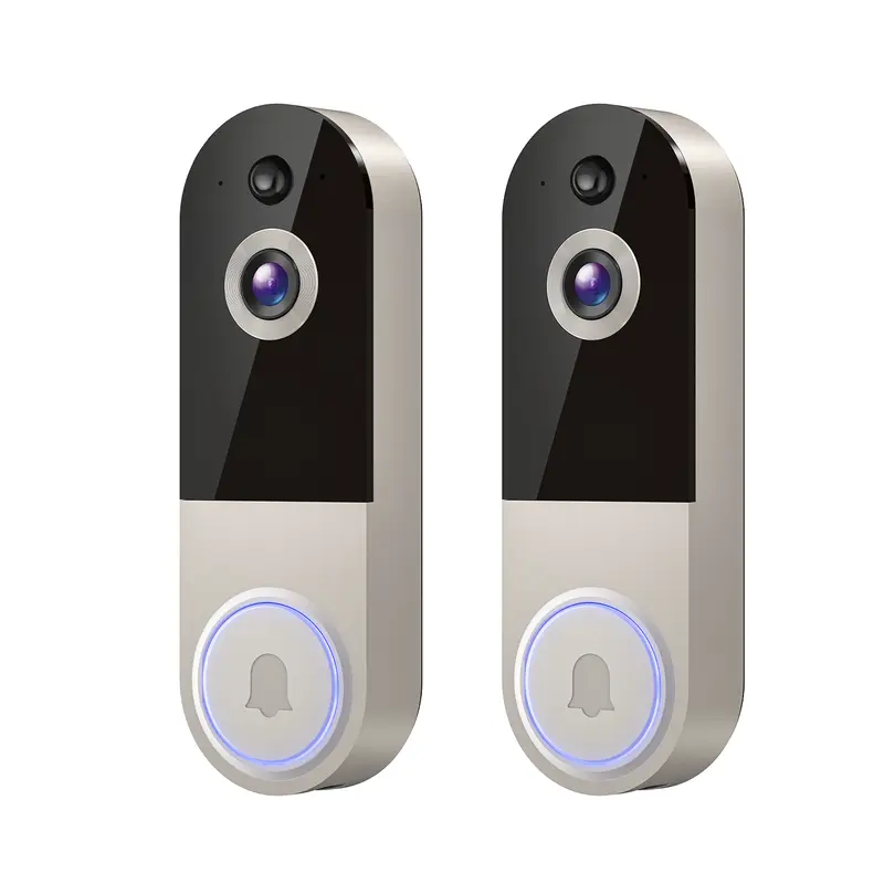 2PC Wireless Ring Doorbell Camera - Smart 2.4G Wi-Fi Home Security System, 1080P HD Security Cameras, 2-Way Audio, AI Human Motion Sensor, 6 IR Night Vision, App Control, Ignore Car/Tree, Cloud Storage, Battery Powered, Easy Installation