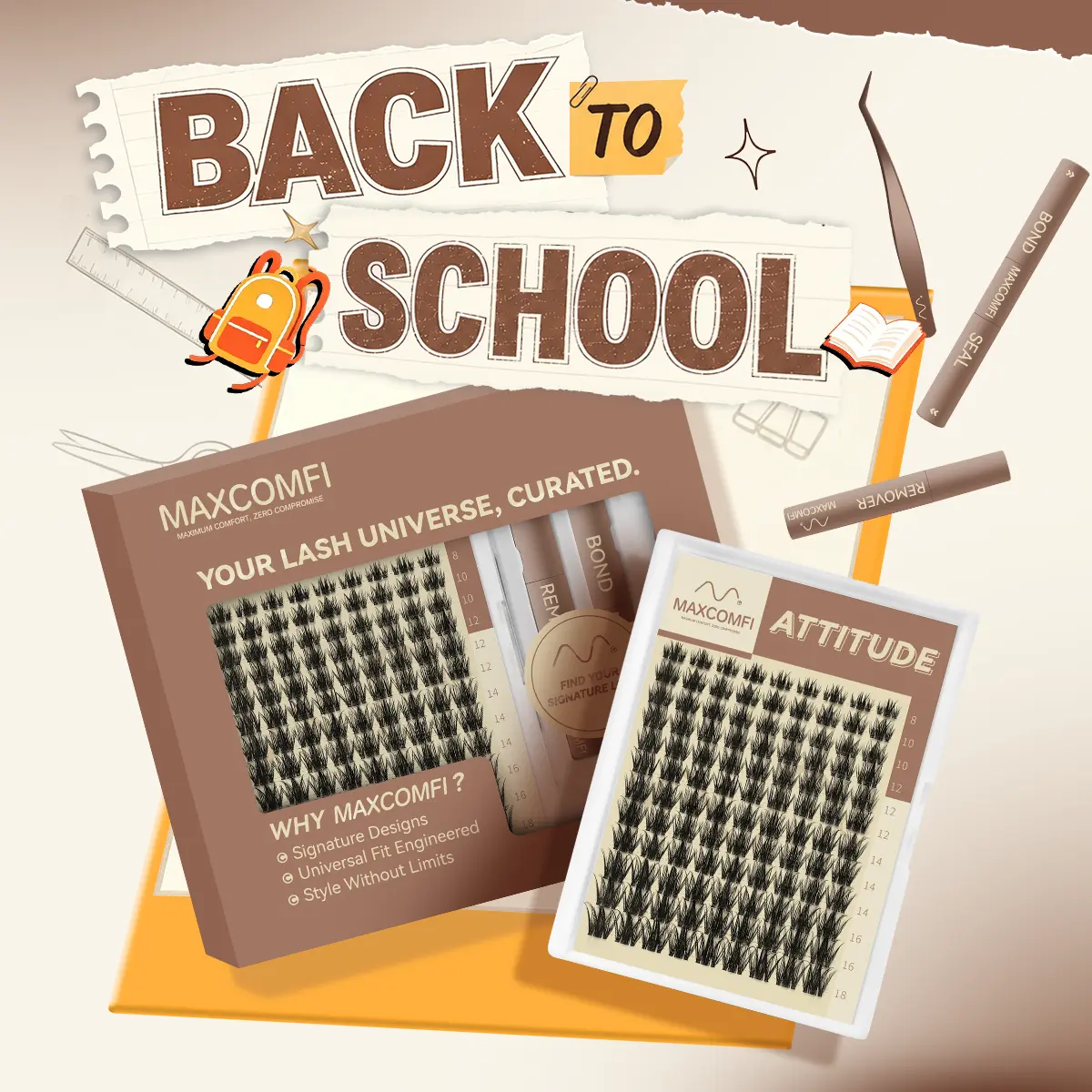MaxComfi Attitude Style Cluster Lashes, Wet Look Individual Eyelashes with Spikes, Perfect Density for DIY At-Home Lash Extensions, Lash Clusters,back to school