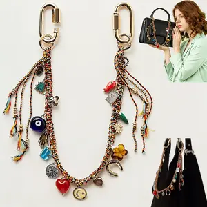 Chain Beaded Rope Braided Keychain for Handbag Purse Backpack Accessories Vintage Bag Strap Extender for Bag Purse Accessories for Women