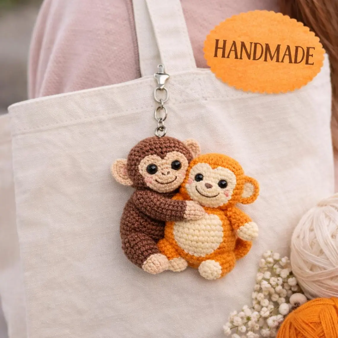 Viral Crochet Monkey Keychain Cute Handmade Amigurumi Plush - TikTok Shop