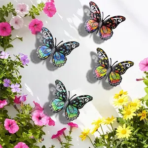 4pcs Metal Butterfly Wall Decor, Waterproof Rust-Resistant, Creative Garden Patio Balcony Fence Party Decoration, Animal Lovers Gift, Mother's Day Gift