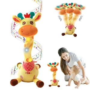 2025 Upgrade Musical Giraffe Toy Talking Dancing Singing Giraffe Repeats Plateaudoe Dancing Giraffe Toys with Shining LED Lights Adjustable Volume Function Voice Imitation