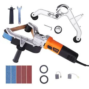 VEVOR Pipe Tube Polisher Sander, 1000W Pipe Belt Sander with 6 Variable Speeds 1100-3200rpm, Professional Belt Sander Grinding Machine with 50PCS Sanding Belts for Burnishing Finishing Rust Removal