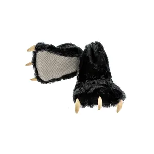 LazyOne | Black Bear Animal Paw Slippers for Kids and Adults, Fun Costume for Kids, Cozy Furry Slippers fluffy slipper