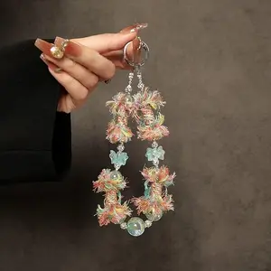 Flower Design Beaded Phone Chain, Cute Phone Lanyard, Fashion Phone Strap for Women & Girls, Mobile Phone Decoration Accessories