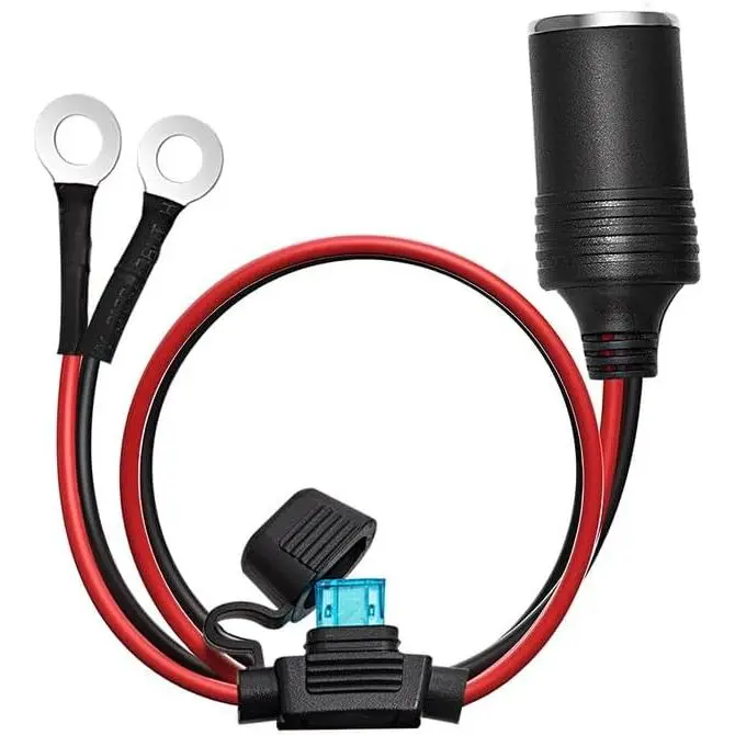 Heavy Duty 12V-24V DC Cigarette Lighter Female Socket Extension, 3FT/6FT UL Certified 16AWG Wire, 15A Fuse Protection, Perforated Terminal Direct Battery Type, 1.31mm² Pure Copper, Female Plug, Plug & Play for Travel, Camping, Batteries, 16 Awg Wire, 3Ft