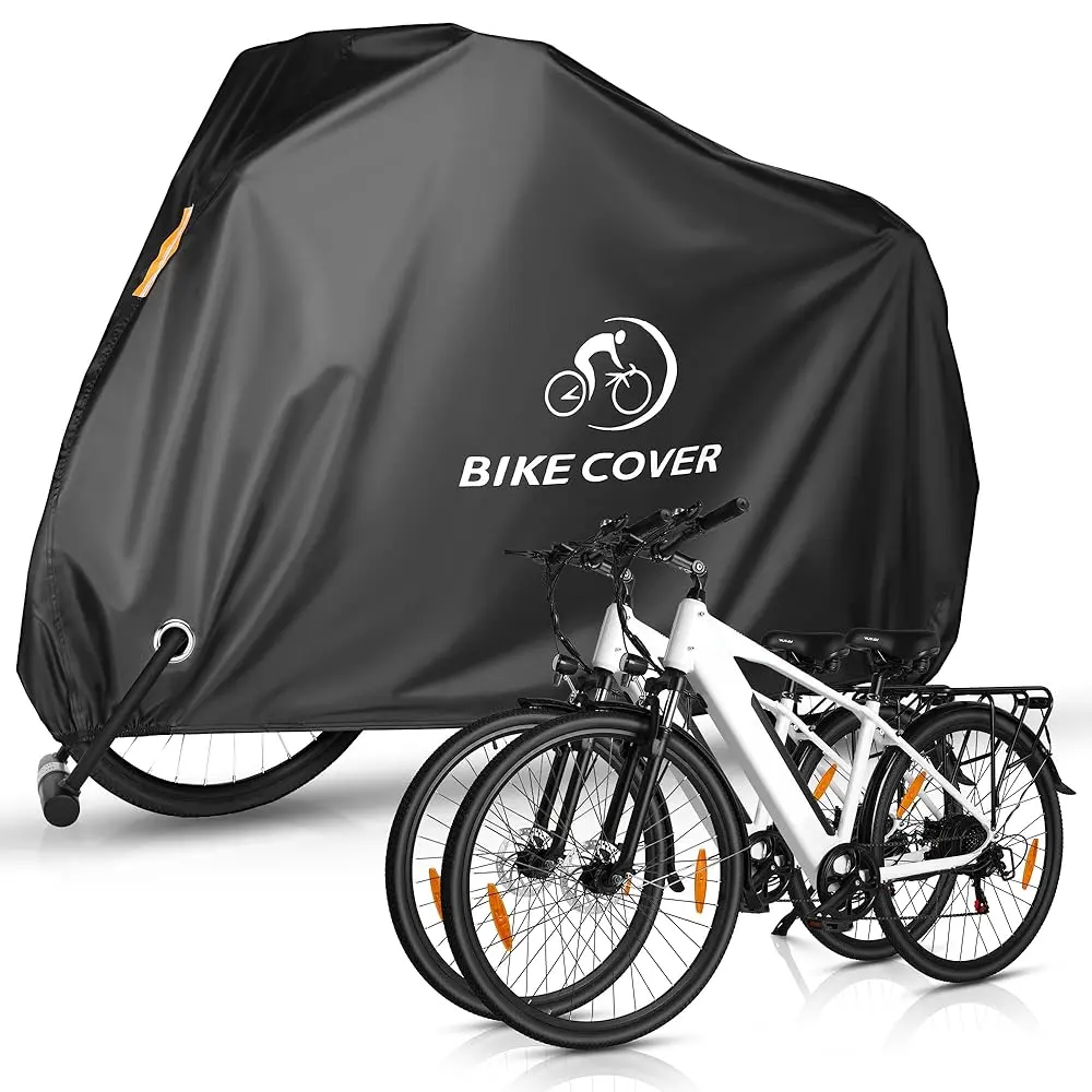 VARUN Upgraded 300D Oxford Bike Cover Waterproof Outdoor Storage for Bikes Up to 28", All Season Bicycle Cover with UV Protection, Rain Snow Dust Windproof, Reflective Strips, Anti-Theft Lock Hole & Easy Storage for Mountain Road City Electric Bike&Ebike