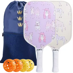 ARTI Animal Series Paddle Set - Dogs & Giraffes Design with 2 Paddles 4 Balls & Carry Bag for High-Performance Pickleball