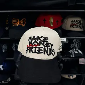 Clover Garments Hats - Make Money Not Friends Design - White & Black Color - Trendy Streetwear Accessory