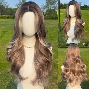 SMILCO/26Inch Highlight Grey With Silver Long Curly Synthetic Wig/SM381